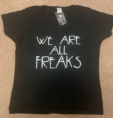 Buy Ladies Black AMERICAN HORROR STORY T-Shirt WE ARE ALL FREAKS Size XL 14 Emo • 9£