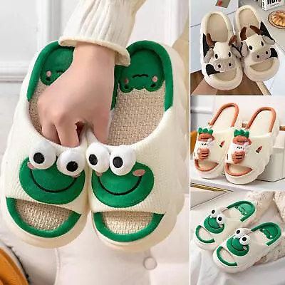 Buy Women Men Soft Warm Indoor Slippers Cute Frog Cartoon Sandal Anti • 8.99£
