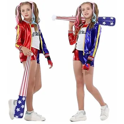 Buy Kids Girls Suicide Squad Harley Quinn Costume Fancy Dress Cosplay Birthday Gift • 10.80£