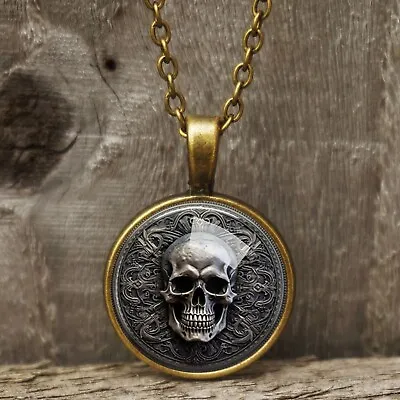 Buy Memento Mori Pendant Skull Necklace Occult Jewellery Wiccan Necklace • 15£