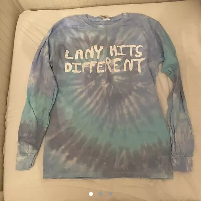 Buy LANY Hits Different Blue Tie Dye Long Sleeve Top Band Merch Long Sleeve • 15£