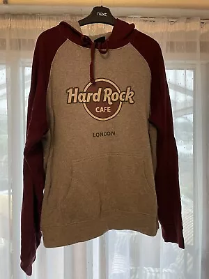 Buy HARD ROCK CAFE LONDON Hoodie Grey Burgundy Pullover Mens M • 19.99£