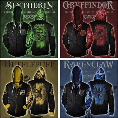 Buy Harry Potter Slytherin Print Hoodie Men's Sweater Leisure Zip Sweatshirt Costume • 9.36£