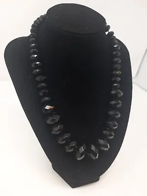 Buy Black Gothic Art Deco Retro Style Graduated Costume Jewellery Necklace Beaded • 2.99£