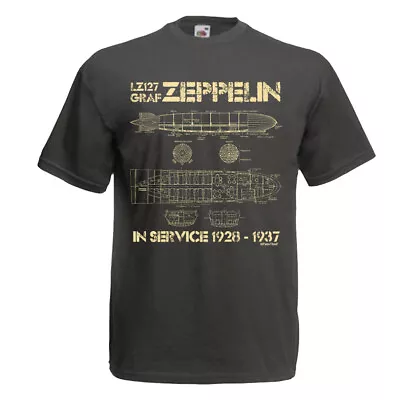 Buy LZ127 Graf Zeppelin Blueprint T-Shirt Lighter Than Air Craft 1928-1937 Birthday • 14.99£