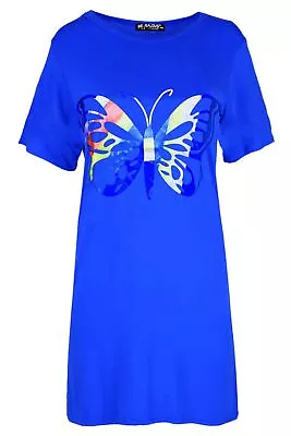 Buy Womens Ladies Oversized Baggy Plain Short Sleeve T-Shirt Long Tunic Midi Dress • 4.49£