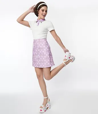 Buy Unique Vintage Plus Size 4X Pusheen Purple Dot Knit Mod Shift Mini Dress • 42.52£