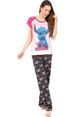 Buy Women's Disney Lilo And Stitch 'I Hate Mornings' Long Pyjamas • 17.99£