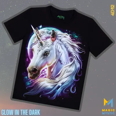 Buy T-Shirt Black 4D Rock Chang Original Unicorn Charm Glow In The Dark Unisex • 29.39£