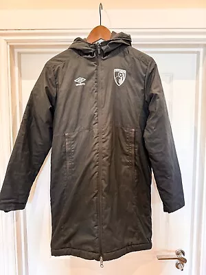 Buy AFC Bournemouth Black Umbro Long Hooded Bench Coat Jacket Size XL Age 12 - 16 • 15£