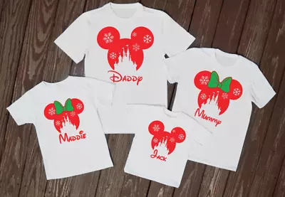 Buy Matching Family T Shirts Disney Christmas Holiday Castle Xmas Personalised • 10.49£
