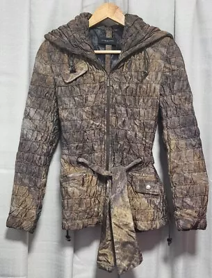 Buy JAVIER SIMORRA 'High End Luxury'  Ladies Camo Hooded Belted Quilted Jacket UK6 • 39.90£