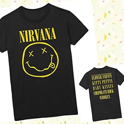 Buy ** Nirvana Happy Face Flower Sniffin (Plus Size) Official Licensed T-shirt ** • 16.50£