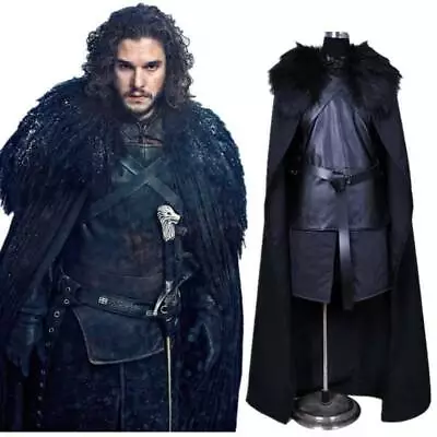 Buy Game Of Thrones Mens Jon Snow Costume Halloween Cosplay Fancy Dress Cape Outfit • 60.41£