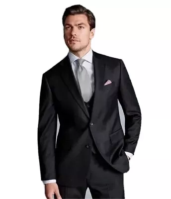 Buy Charles Tyrwhitt  * New * Size 42 Black Stretch Twill Men's Suit Jacket Rrp £199 • 89.99£