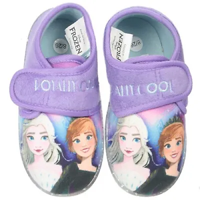 Buy Girls Disney Frozen Princess Anna & Elsa Hard Sole Novelty Slippers Uk Size 5-12 • 10.99£