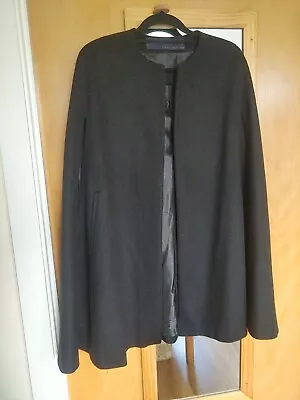 Buy BNWOT ZARA Studio 100% Wool Cape Coat Poncho Jacket Black Size M Medium • 80£