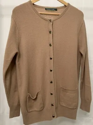 Buy Woolovers Cardigan Sz M Tan Brown 100% Pure New Wool Pockets Long Horn Buttons • 27£