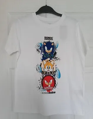Buy White Sonic The Hedgehog Tshirt Short Sleeve Age 8-9 BNWT • 8.99£