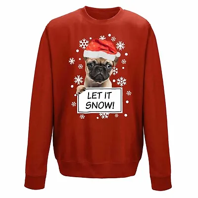 Buy Pug Let It Snow Sweatshirt | Funny Festive Christmas Xmas Jumper Santa Dog Gift • 20.95£