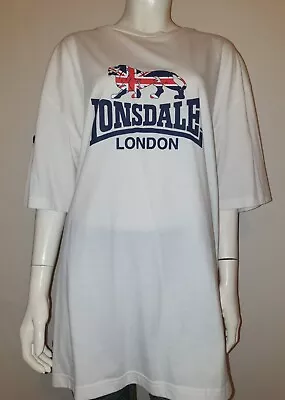 Buy Lonsdale London White Union Jack Lion Logo T Shirt Top Men's Size 2XL VGC • 11.99£