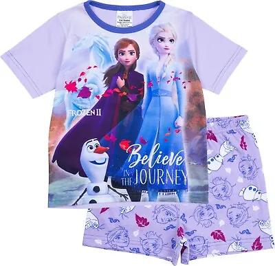 Buy Official Girls Disney Frozen II Pyjamas Short Summer Pyjamas Anna Elsa Olaf Pjs • 10.95£