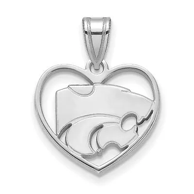 Buy Kansas State University Wildcats Mascot On Heart Pendant In Sterling Silver • 49.25£
