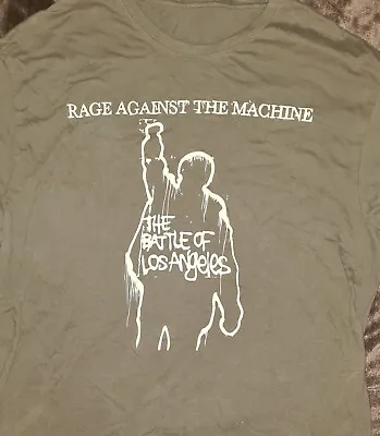 Buy Rage Against The Machine Battle Of Los Angeles T Shirt Olive Green HTF Color! M • 39.27£