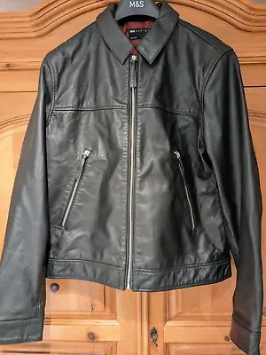 Buy ASOS DESIGN Real Leather Harrington Jacket Black Size Large - Worn Once RRP £120 • 55£