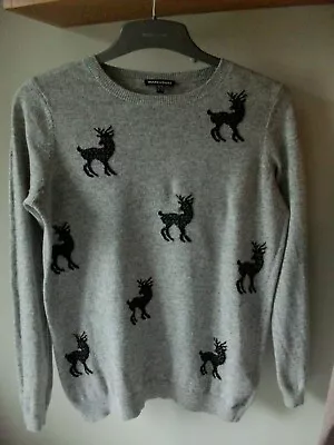Buy Warehouse Grey Reindeer Christmas Jumper - Size 10 • 19.99£