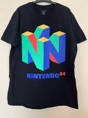 Buy Difuzed Nintendo 64 Logo Graphic Black T Shirt Size Large 100% Cotton • 8£