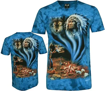 Buy Tie Dye T-Shirt Native American Indian Sacred Spirit Realm Glow In Dark By Wild • 15.99£