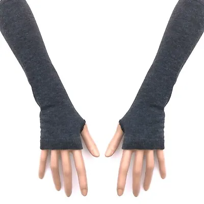 Buy 80 90s Gothic Horror Punk Glam Rock Emo Charcoal Gray Knit Arm Warmer Armwarmers • 8.21£