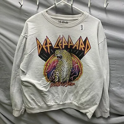 Buy Def Leppard Sweater Adult 1X White Long Sleeve Graphic Print Women’s • 18.53£