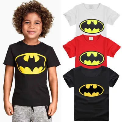Buy Batman Superhero Kids Boys Girls T-Shirt Logo Children Casual Short Sleeve Tops • 5.19£