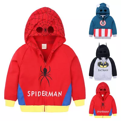Buy Kid' Boys Superhero Hoodie Coat Hooded Jacket Sweatshirt Tops Zip Up Outerwear • 11.59£