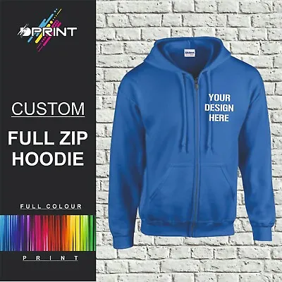 Buy Personalised Full Zip Hoodie Custom Printed Hoodie Unisex Jumper Top Workwear • 26.99£