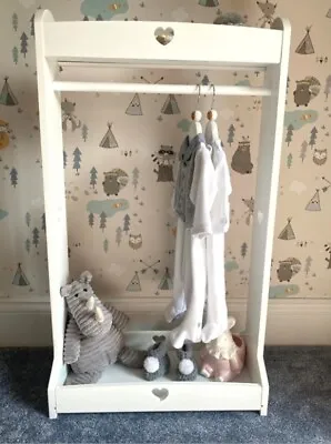 Buy White Wooden MDF Childrens Clothes Stand Heart Cutout Baby Furniture Rack Rail • 48.99£