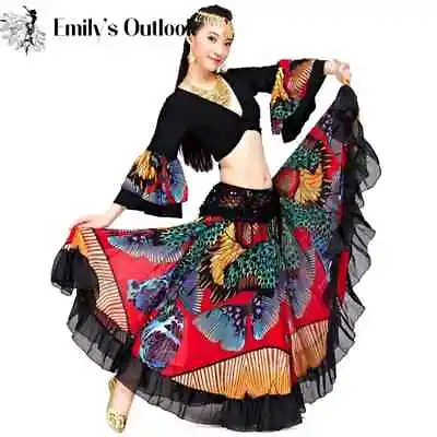 Buy 720 Degree Flower Gypsy Skirt Belly Dance Tribal Clothing Flamenco Costume • 126.38£