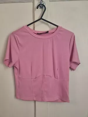 Buy Crop Tshirt Corset Detail Size M/L • 2£
