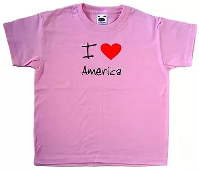 Buy I Love Heart America Pink Kids T-Shirt • 7.99£