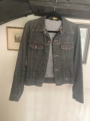 Buy WRANGLER Grey Washed Black Denim Jacket Cropped Vintage Retro 90s 1990s Y2K S • 19.99£
