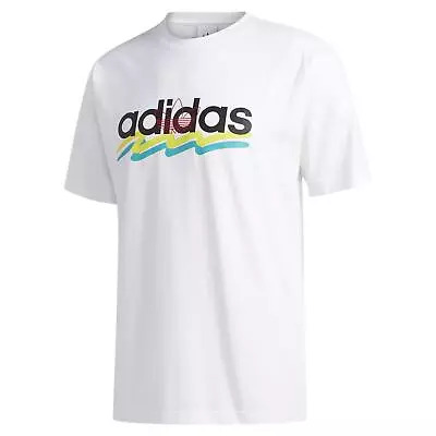 Buy Adidas ORIGINALS MEN'S BRUSH STROKE T-SHIRT TEE WHITE RETRO 90S SUMMER NEW BNWT • 22.99£