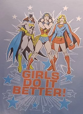 Buy DC Comics Wonder Women, Batgirl, Supergirl Women's T-shirt Size L Baby Blue • 3.94£