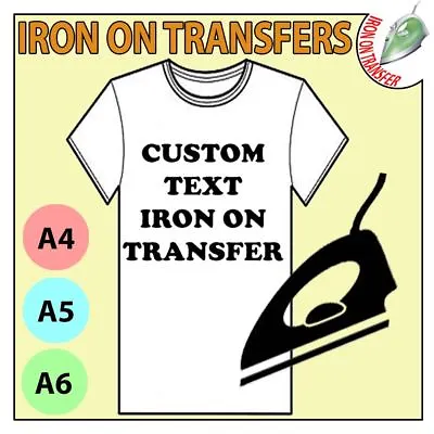 Buy Personalised Custom Iron On T Shirt Transfer Quality Print Your Name Image Text • 2.99£