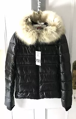 Buy Zara Comfortemp Thermal Insulation Puffer Faux Fur Jacket M RRP £79.99 LAST ONE • 79.99£