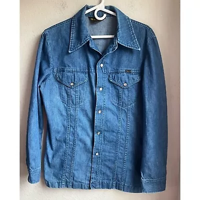 Buy Vintage Wrangler Women's Sz. Large Denim Jean Shirt Jacket Shacket Pearlsnap • 48.07£