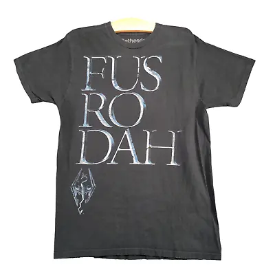 Buy Bethesda Boy's T Shirt Black Size L 100% Cotton Skyrim Fus Ro Dah • 15.75£