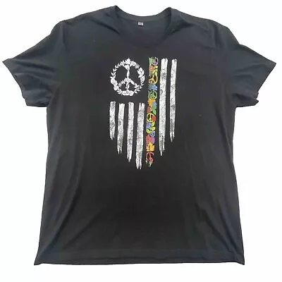 Buy Woman Tshirt Black Size 3XL Peace Sign Flag Print • 8.41£