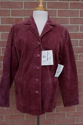 Buy Women' Stan Herman Studio Suede Leather Jacket Coat Berry Sz M New W Tags RP$109 • 46.40£